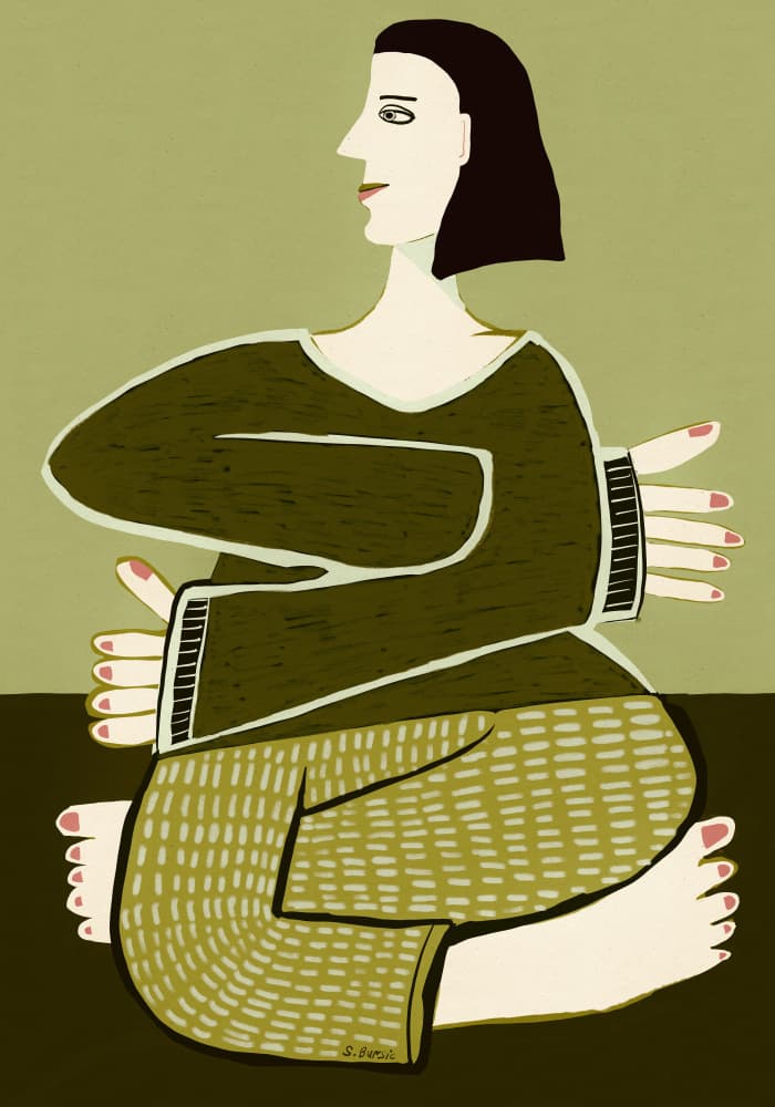Peaceful Woman Self Embrace by Sharyn Bursic — canvas wall art