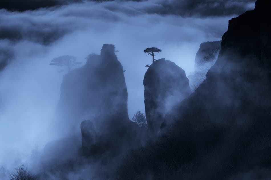 Misty Mountain Peaks by Alexey Kharitonov — canvas wall art