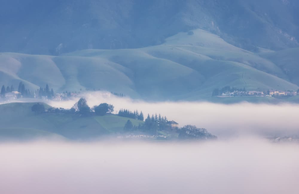 Misty Rolling Hills by Jenny Qiu — canvas wall art