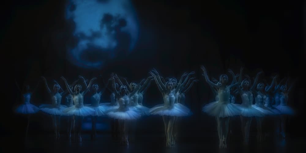 Ballerinas Under Moonlight by Peet van den Berg — canvas wall art