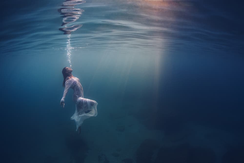 Floating Woman Underwater by Davide Lopresti — canvas wall art