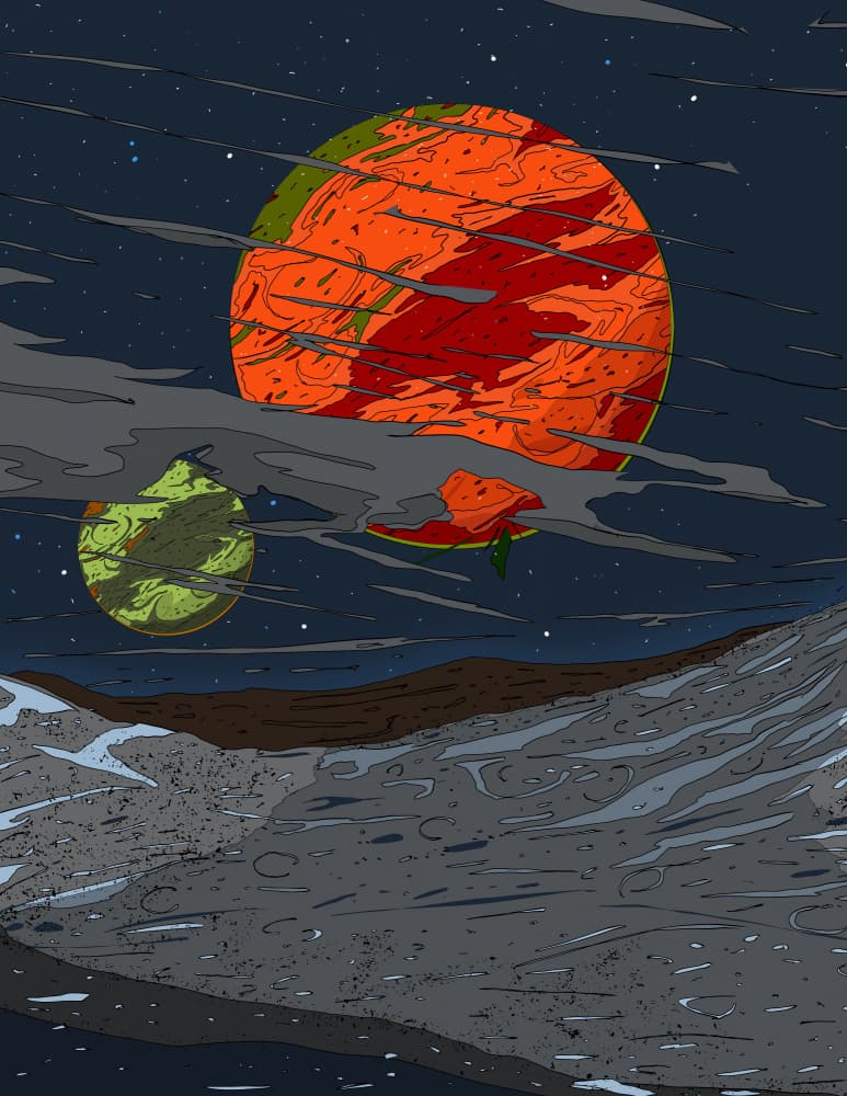 Alien Planets Night by Nicholas — canvas wall art