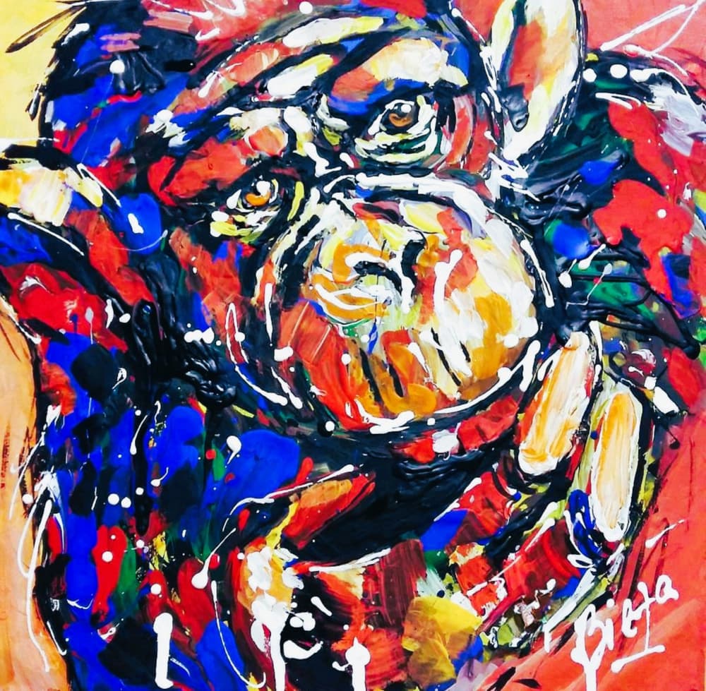 Colorful Dog Portrait by Anda Bieza — canvas wall art