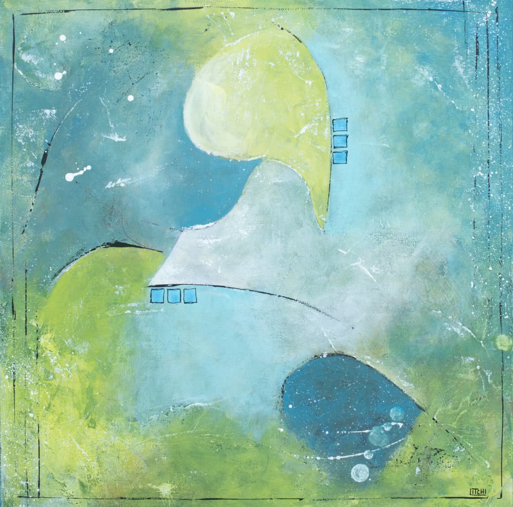 Green Blue Abstract Flow by Lillian Christiansson — canvas wall art