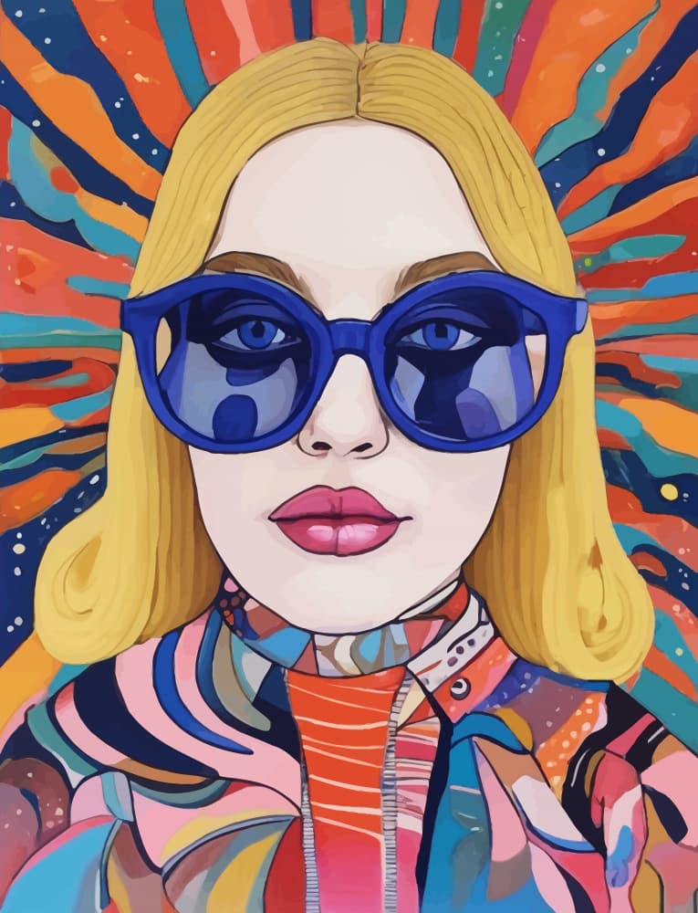 Psychedelic Fashion Portrait by Uma Gokhale — canvas wall art