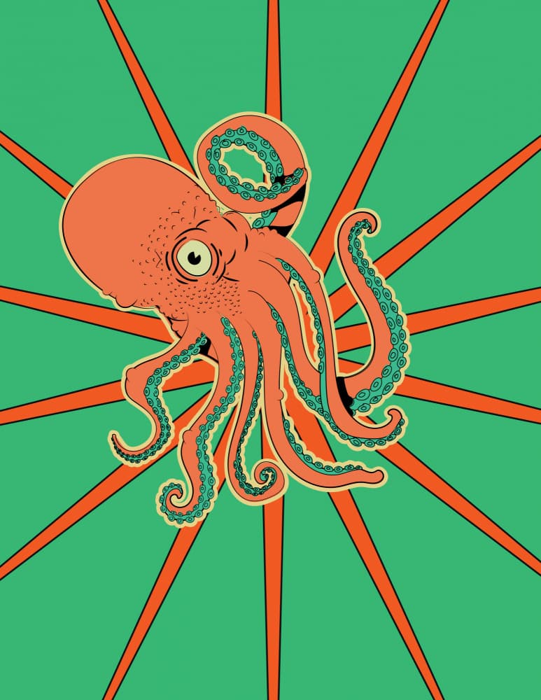 Vibrant Retro Octopus by Nicholas — canvas wall art