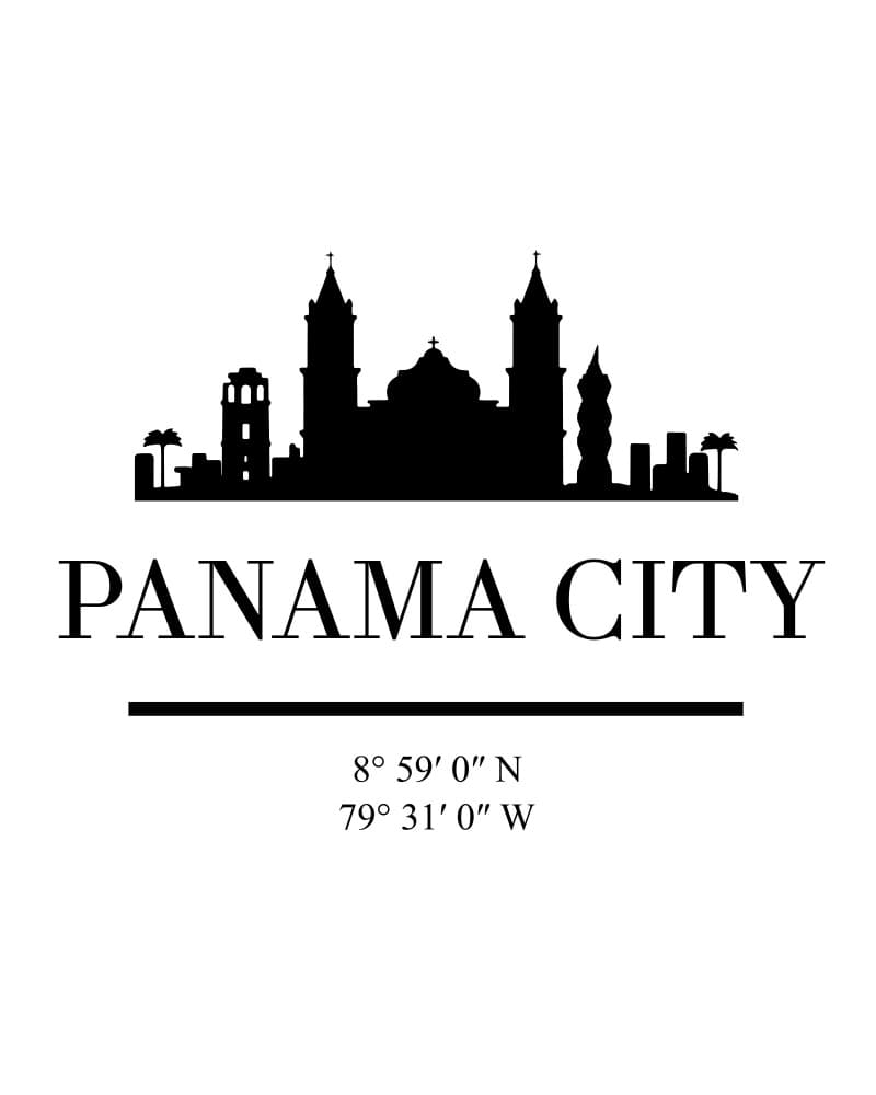 Panama City Skyline Silhouette by Emiliano Deificus — canvas wall art