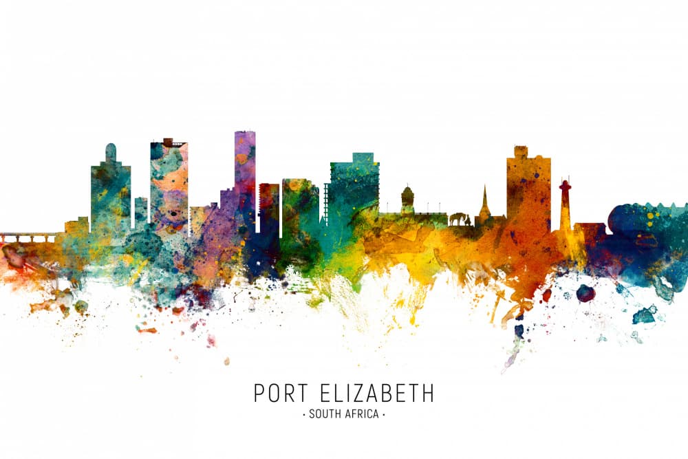 Vibrant Port Elizabeth Skyline by Michael Tompsett — canvas wall art