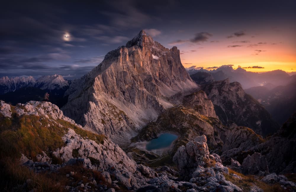 Majestic Mountain Sunset by Karol Nienartowicz — canvas wall art