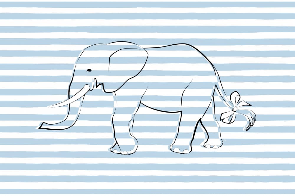 Striped Elephant with Bow by Martina — canvas wall art
