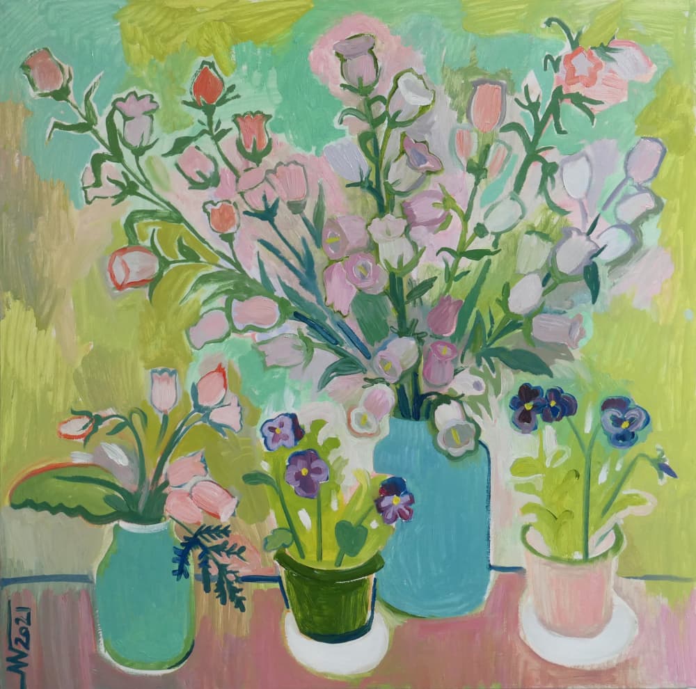 Colorful Still Life Blooms by Marina Gorkaeva — canvas wall art