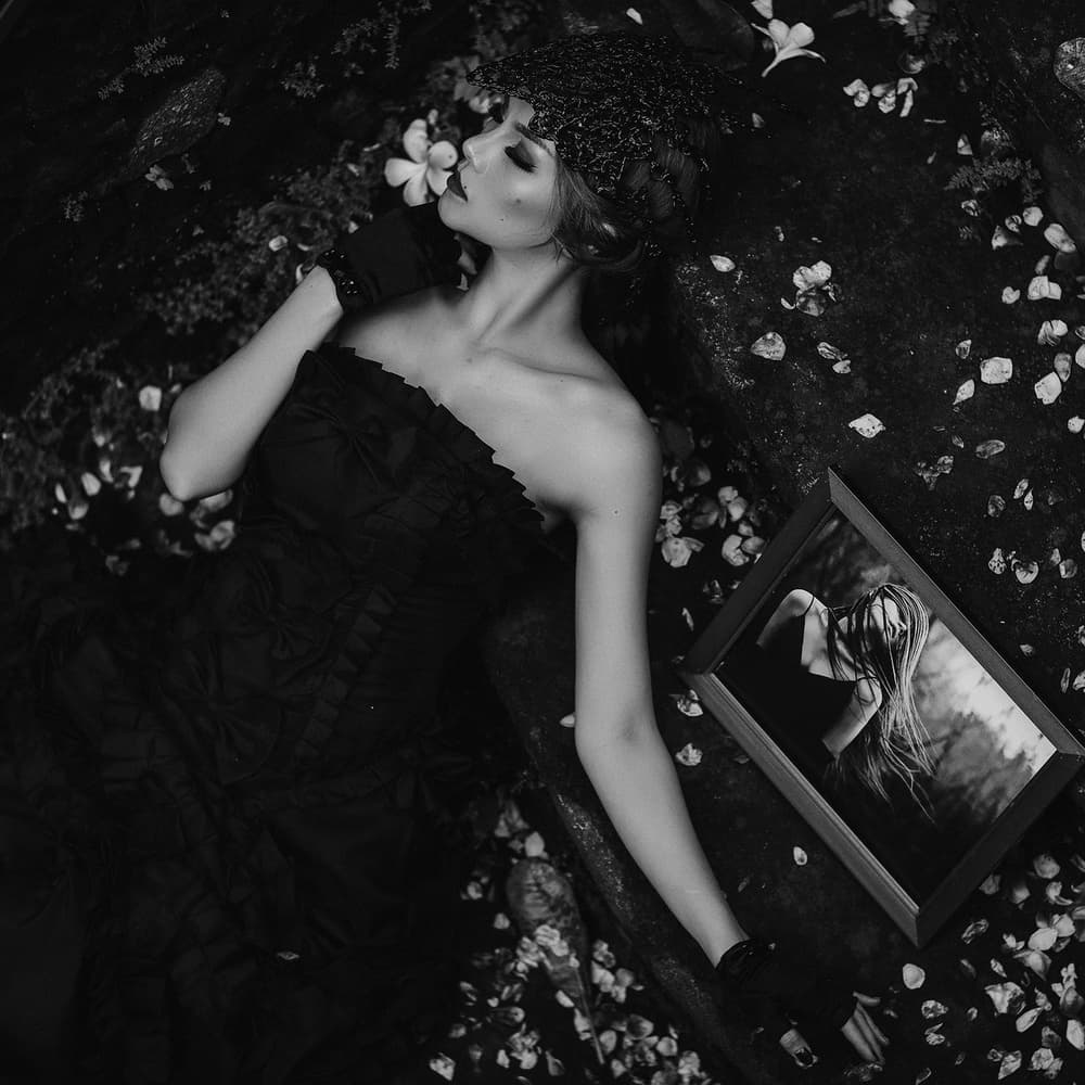 Dark Floral Reflection by Abr Abe — canvas wall art
