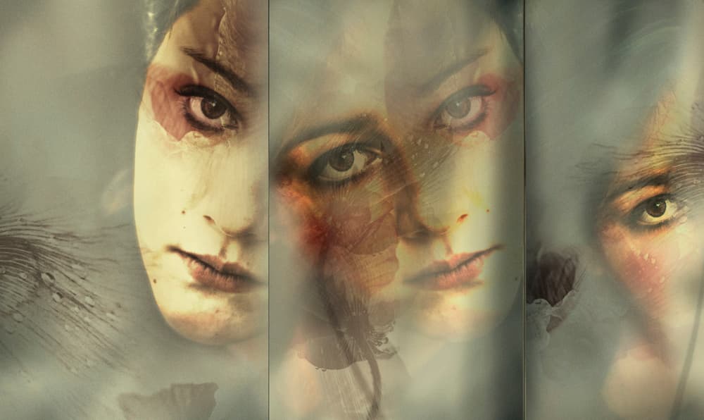 Mysterious Layered Faces by Desislava Ignatova — canvas wall art