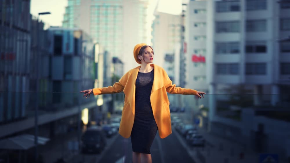 Yellow Coat City Style by Paulo Dias — canvas wall art