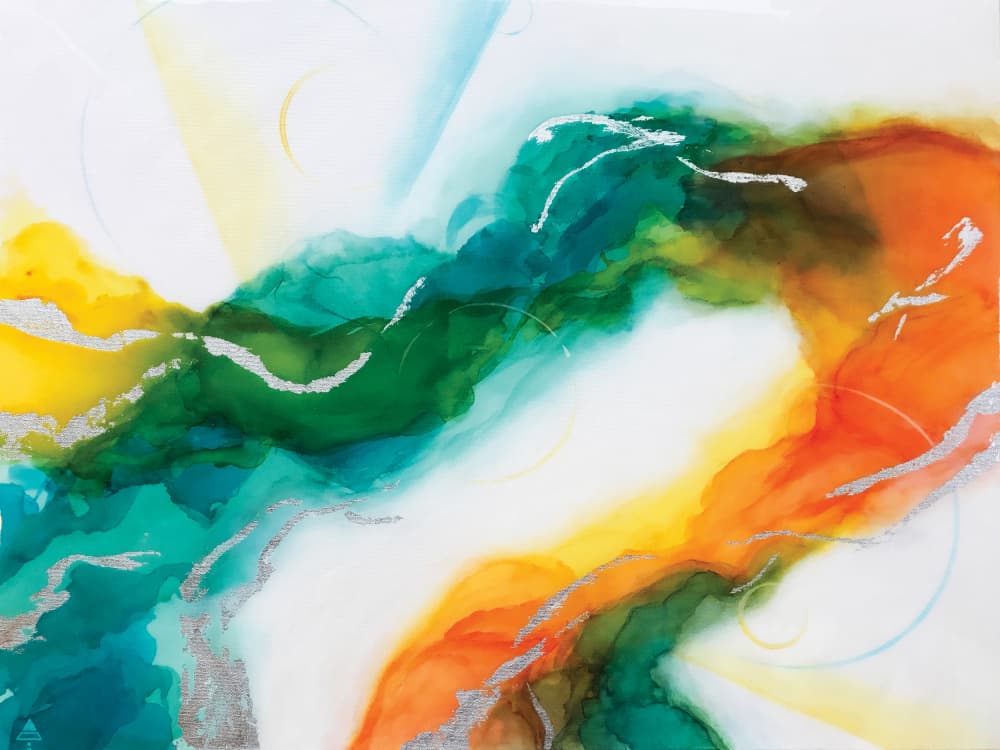 Vibrant Fluid Flow by Alyson Storms — canvas wall art