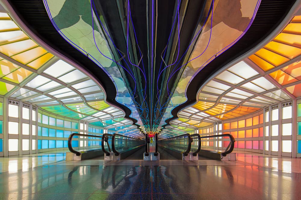 Vibrant Airport Tunnel by Renee Doyle — canvas wall art