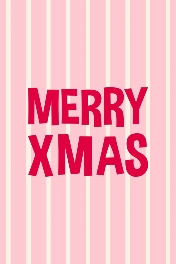 Merry Xmas Pink Stripes by Karen Menzenbach — canvas wall art