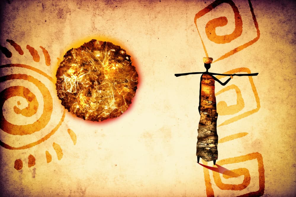African Tribal Sun Figure by Rafal Kulik — canvas wall art