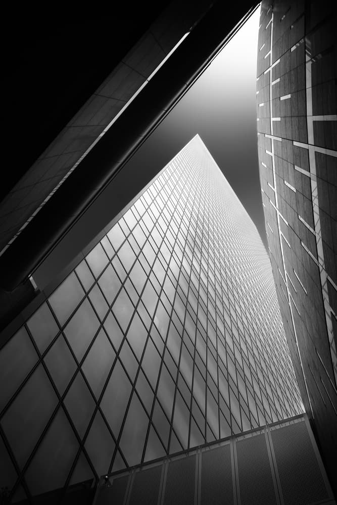 Towering City Geometry by Akira TAKAUE — canvas wall art