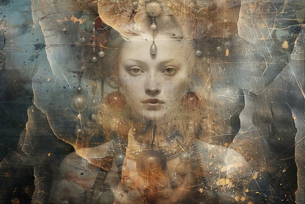 Woman Portrait Abstract Art Illustration Wallart 02 by Rafal Kulik — canvas wall art