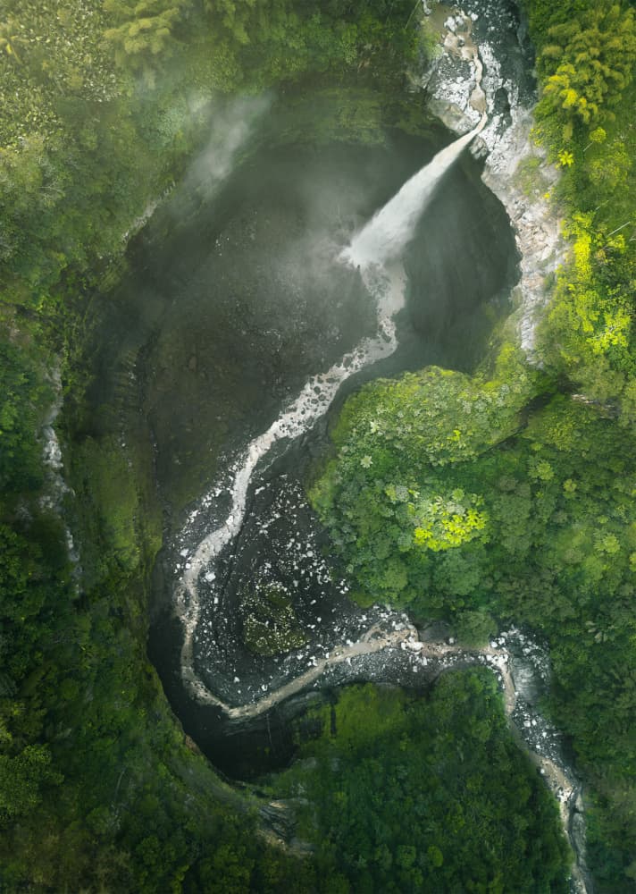 Lush Jungle Waterfall by Mainak Dan — canvas wall art