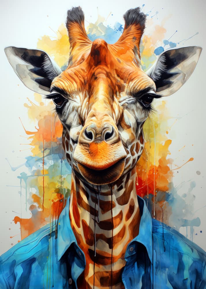 Whimsical Giraffe Portrait by Justyna Jaszke — canvas wall art