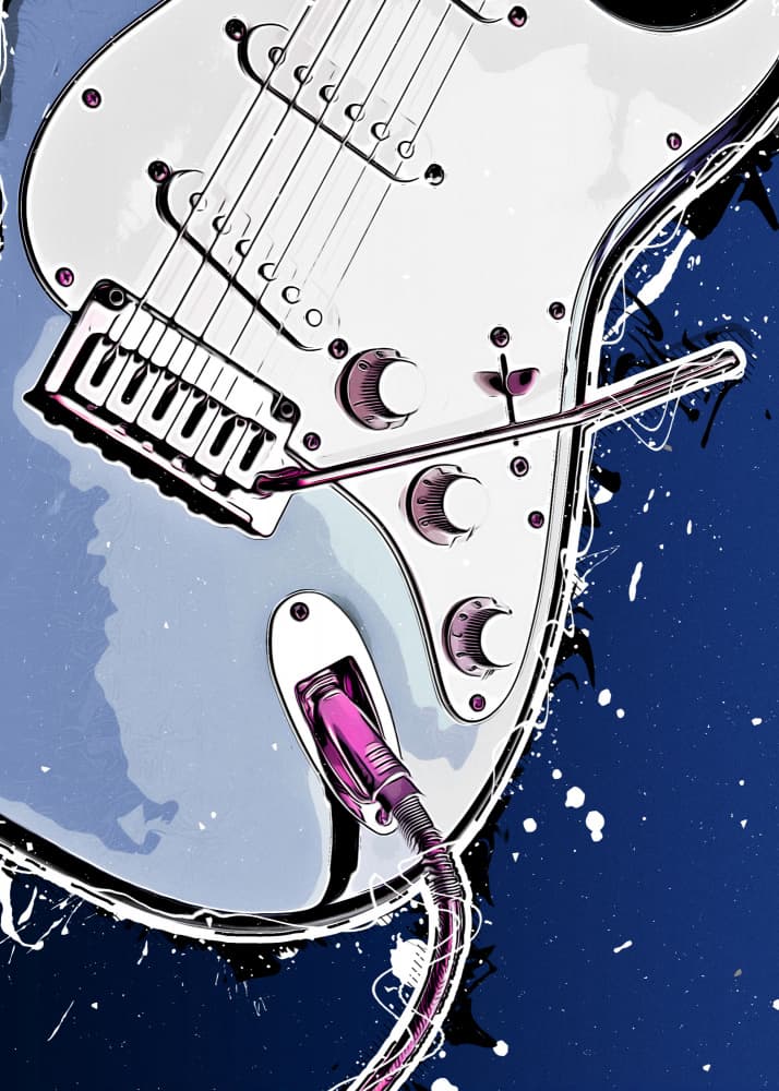 Electric Guitar Plugged In by Justyna Jaszke — canvas wall art