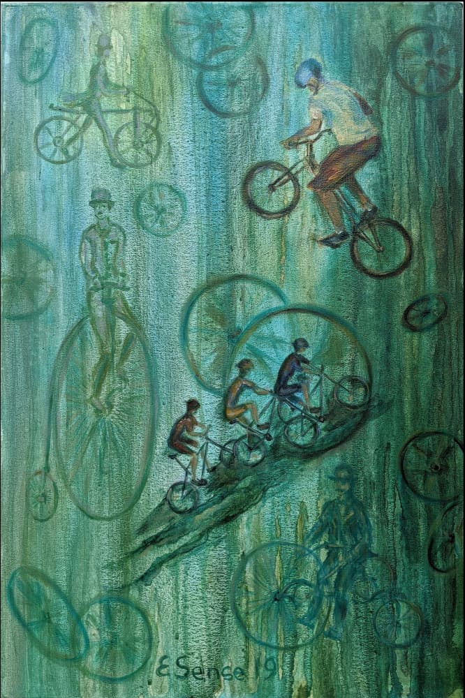 Green Cycling Journey by Lena Kolambet — canvas wall art