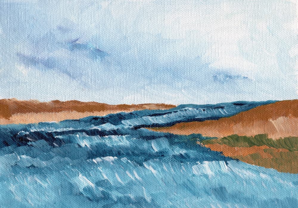 Flowing River Landscape by Nikita Jariwala — canvas wall art