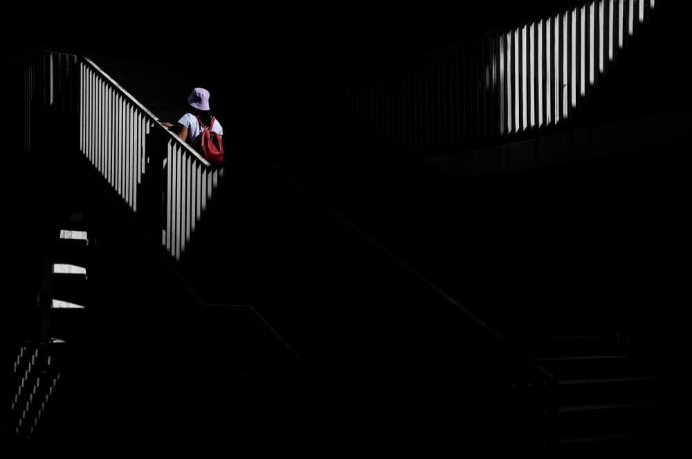 Solitary Figure Ascent by Antonio Grambone — canvas wall art