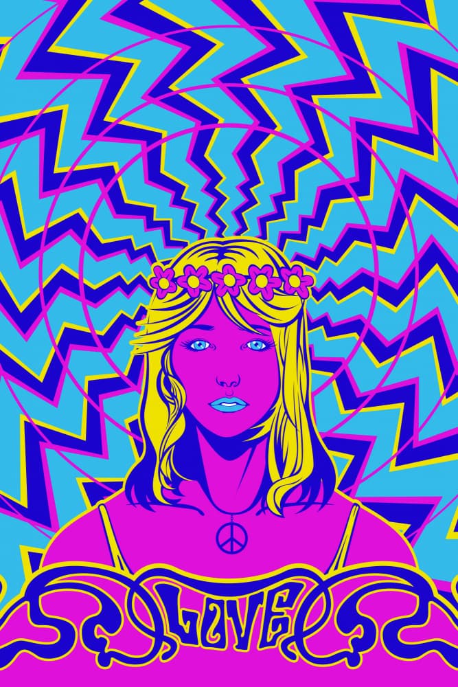 Psychedelic Love Girl by jay stanley — canvas wall art