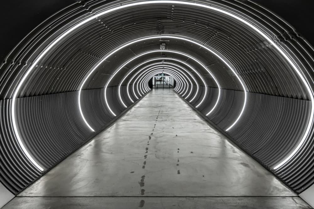 Futuristic Light Tunnel by Franco Tessarolo — canvas wall art