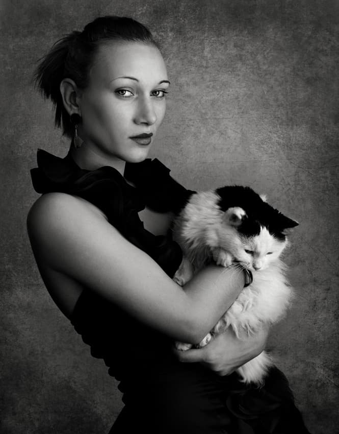 Elegant Woman and Cat by Dimitar Lazarov - Dim — canvas wall art