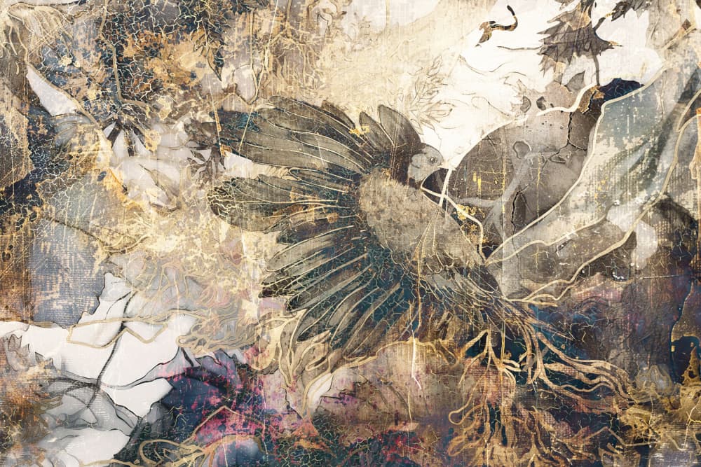 Dramatic Golden Bird by Rafal Kulik — canvas wall art