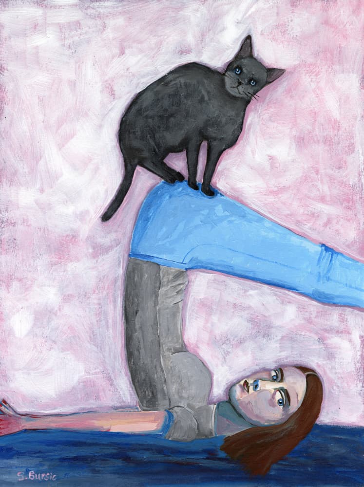Playful Cat Yoga by Sharyn Bursic — canvas wall art