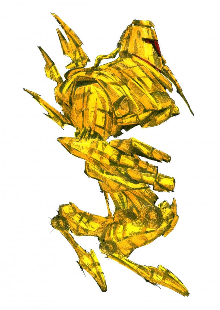 Golden Sci-Fi Robot by Kulik — canvas wall art