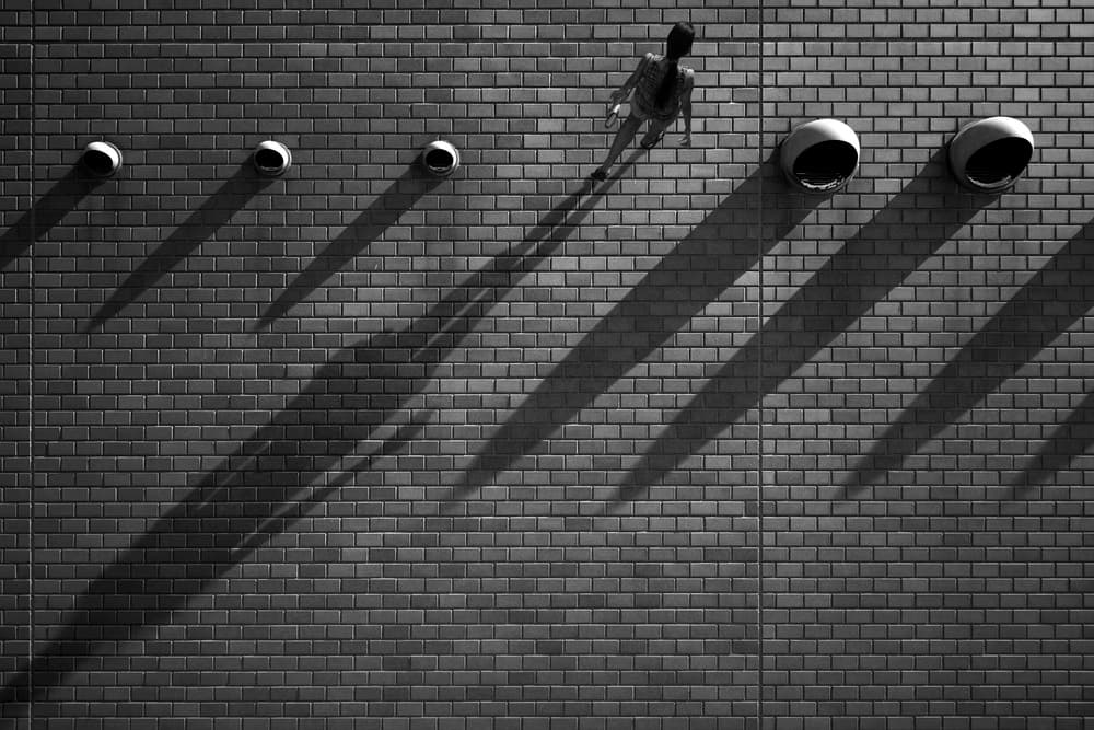 Geometric Shadow Walk by Ekkachai Khemkum — canvas wall art