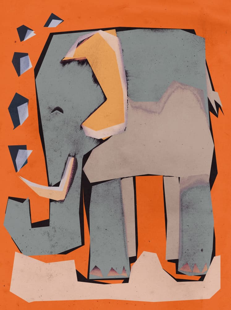 Geometric Elephant by Treechild — canvas wall art