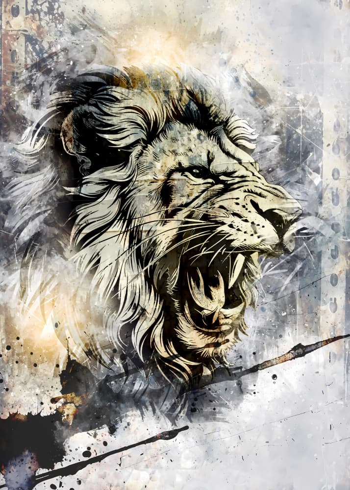 Majestic Lion Roar by Rafal Kulik — canvas wall art