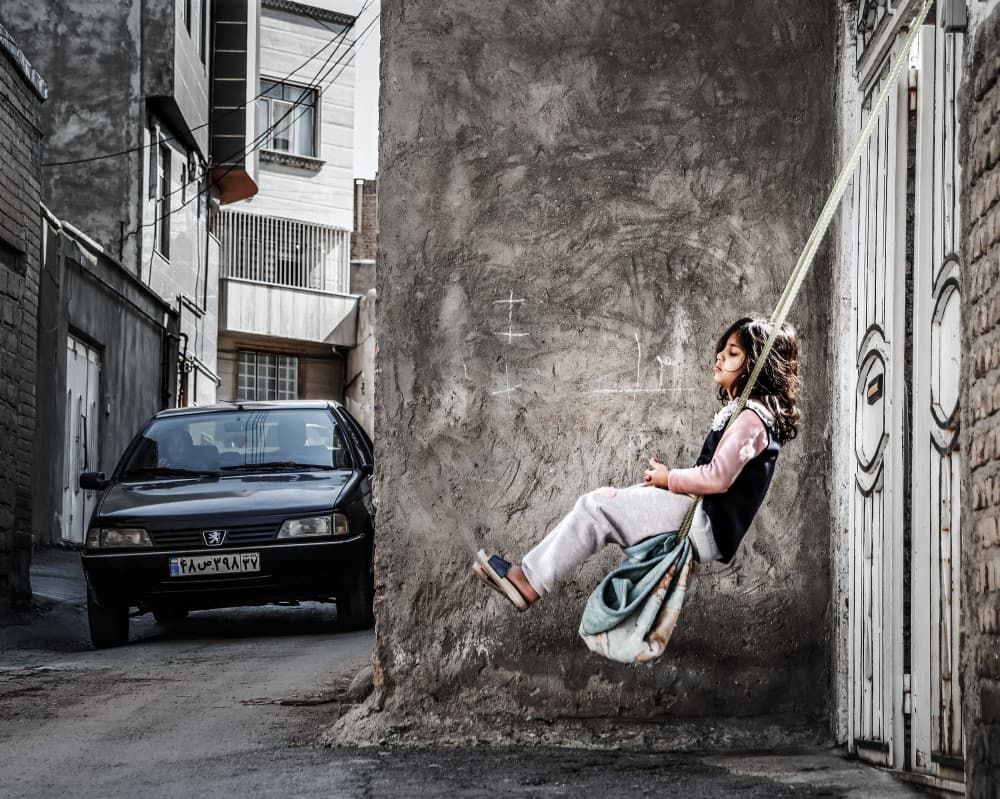 Alley Childhood Swing by Shamal Shakibayi — canvas wall art