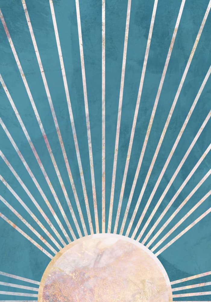 Golden Teal Sunrise by Sarah Manovski — canvas wall art