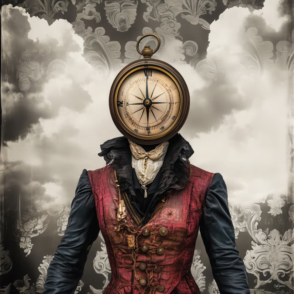 Steampunk Compass Figure by Sue Skellern — canvas wall art