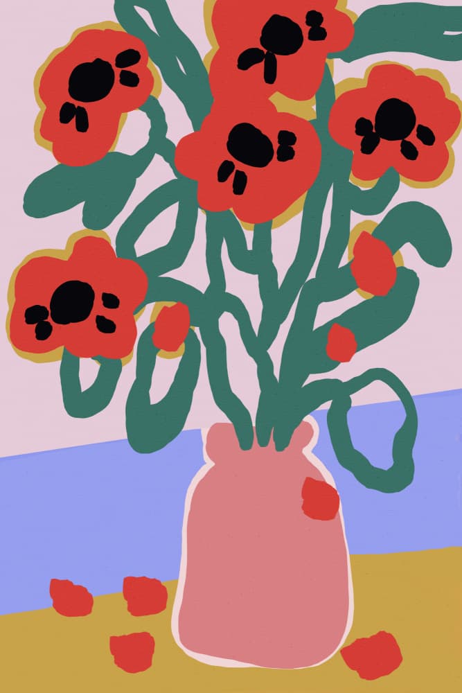 Bold Blooms Vase by Treechild — canvas wall art