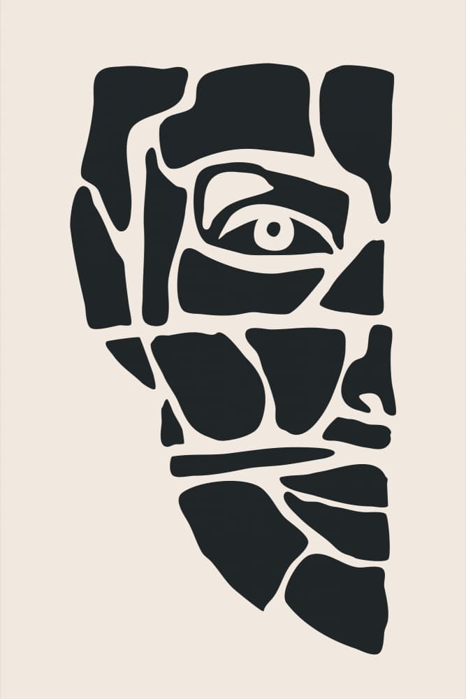 Fragmented Face Silhouette by jay stanley — canvas wall art