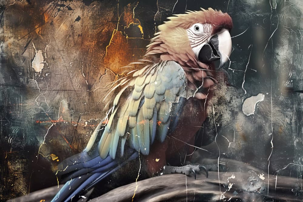 Textured Macaw Portrait by Rafal Kulik — canvas wall art
