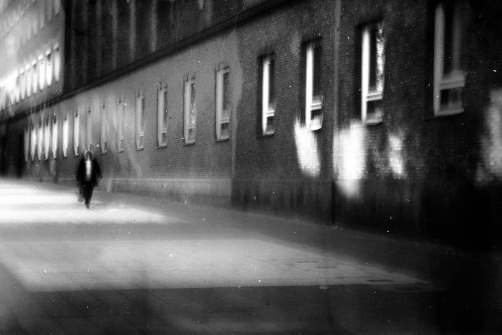 Mysterious Man City Night by Holger Droste — canvas wall art