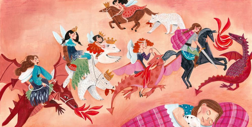 Fairy, bears and dragons dreams by Caroline Bonne Müller — canvas wall art