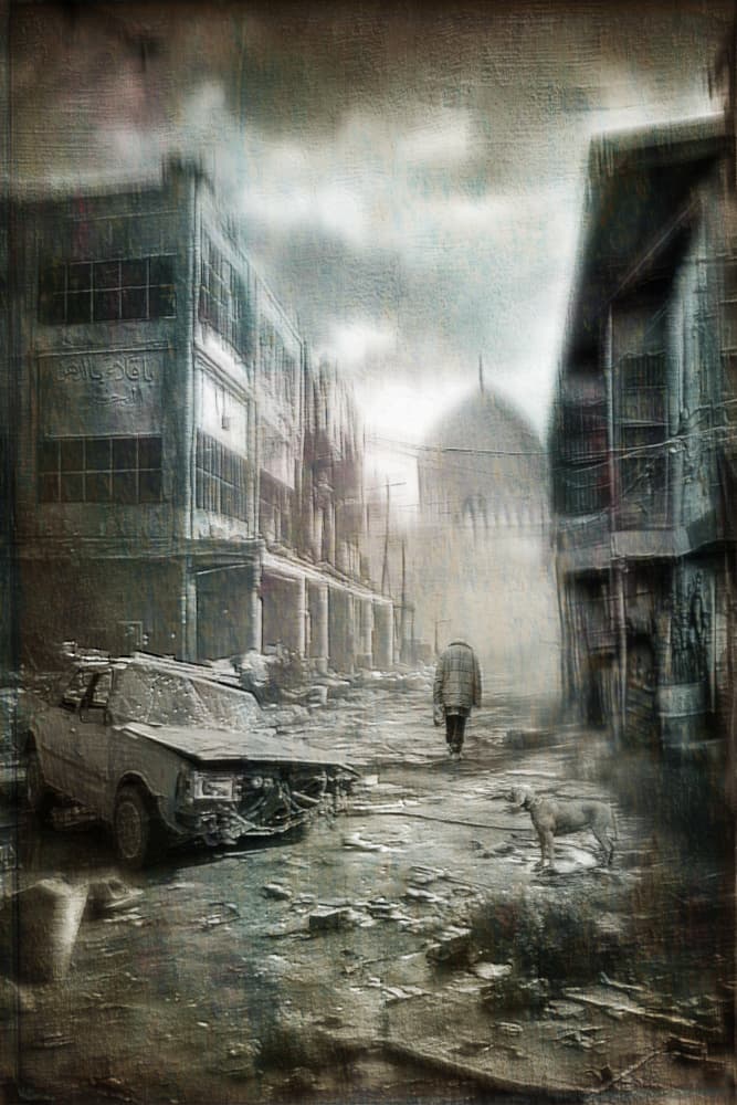 Dystopian City Street by Amer Jassim — canvas wall art