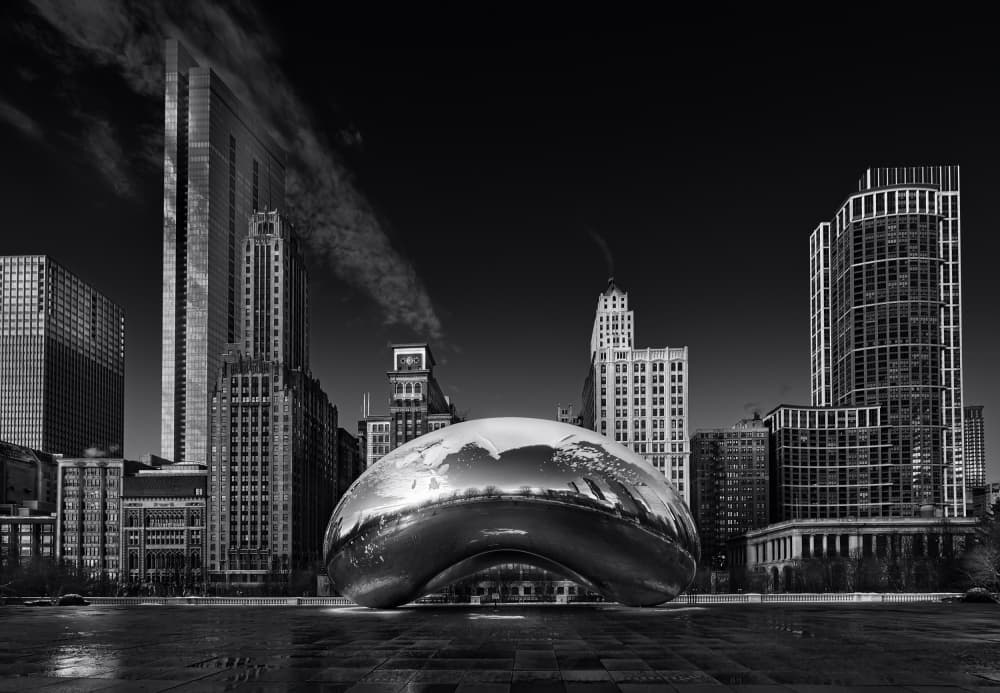 Cloud Gate Chicago Skyline by Helena GARCIA HUERTAS — canvas wall art