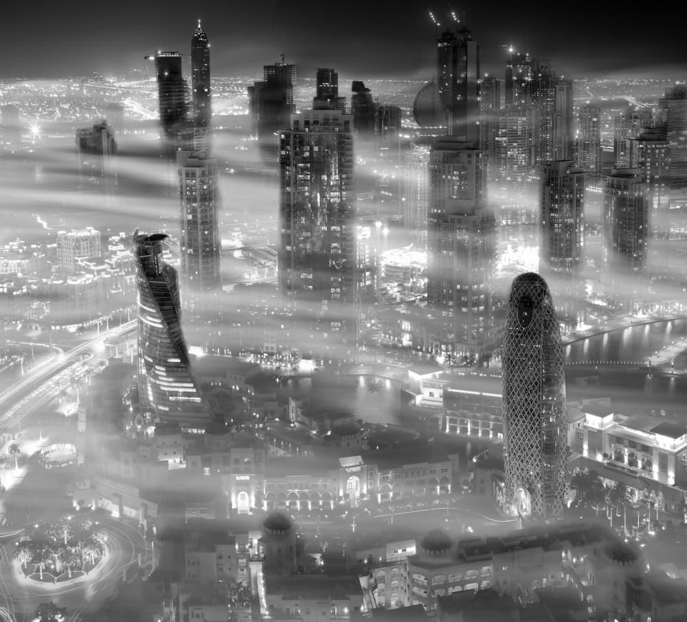 Misty City Night by Koji Tajima — canvas wall art